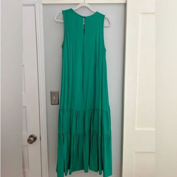 Kelly Green Anthropologie Maeve Tiered High-Low Sleeveless Midi Dress (NWT) - Picture 4 of 5